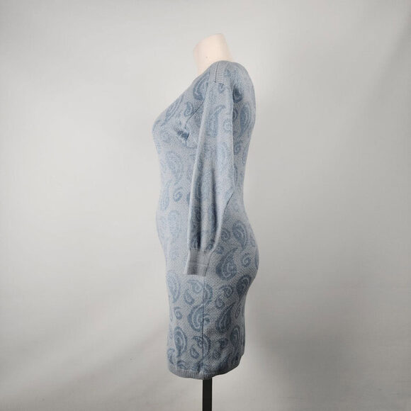 Vintage Express Blue Knit Wool Sweater Dress Size M - Picture 6 of 10